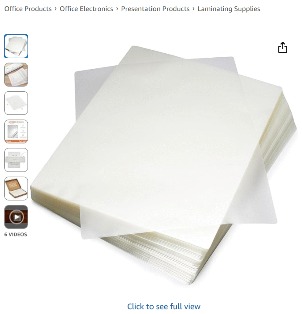 Amazon must-haves for teachers: laminating sheets